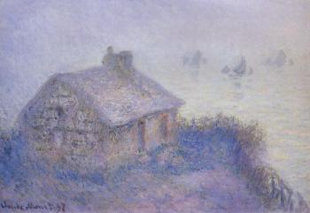 Claude Oscar Monet : Customs House at Varengeville in the Fog